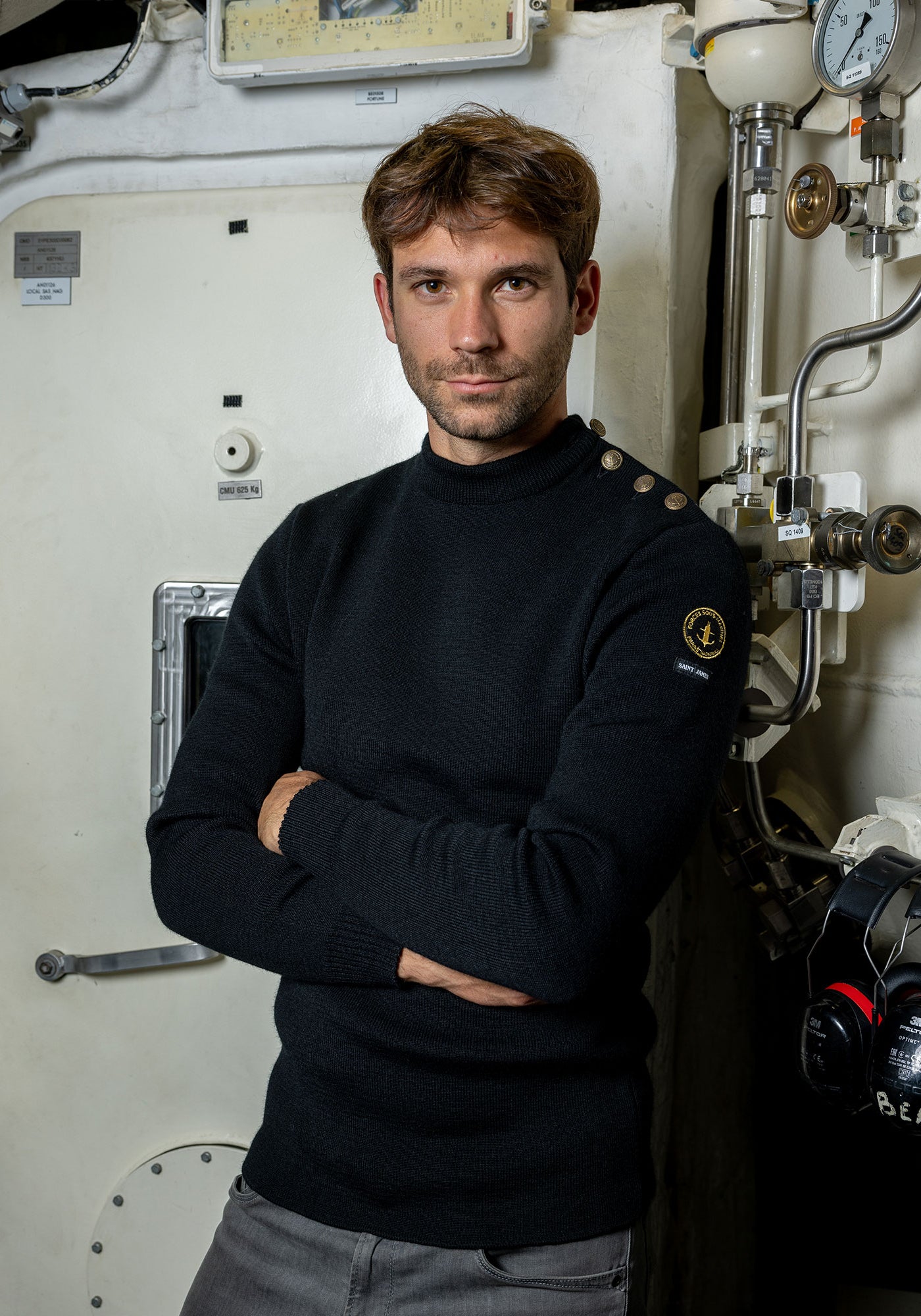 Pull marin Compas x Marine nationale (NOIR)