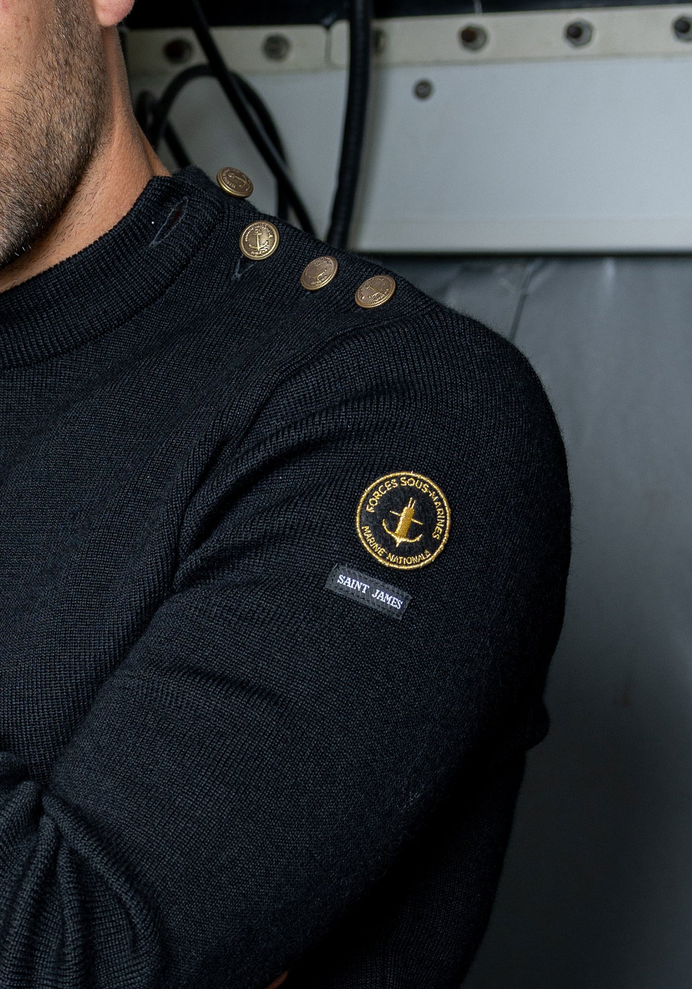 Pull marin Compas x Marine nationale (NOIR)