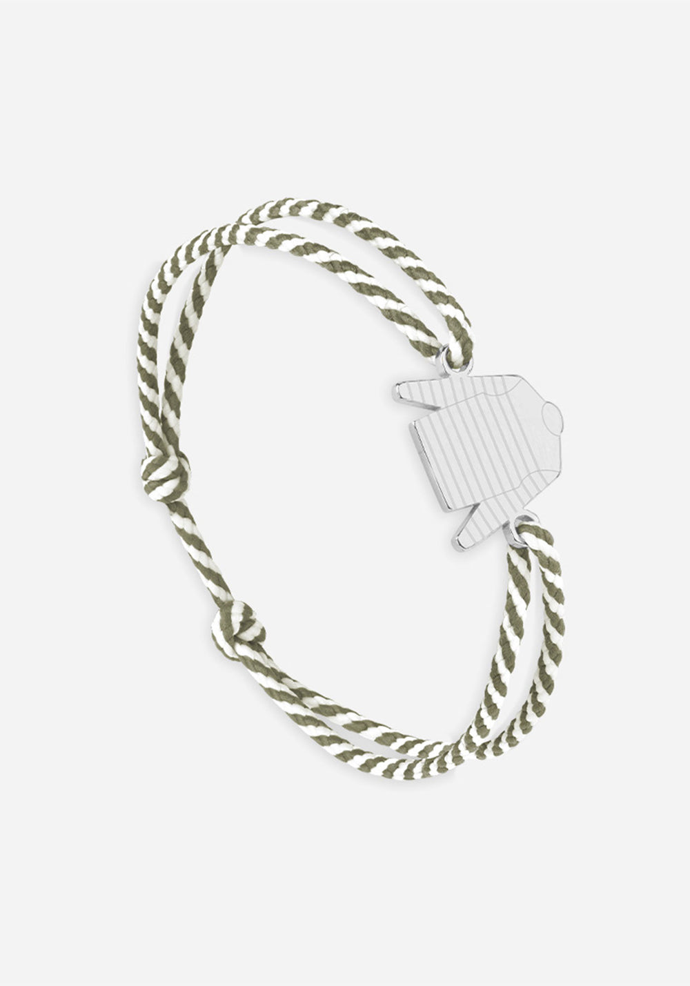 Bracelet Marinière x Le Vent à la Française (ARGENT/RAYE BLANC/KAKI)